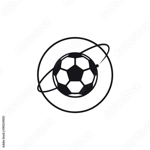 Global soccer symbol with planet ring design concept