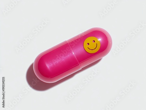 capsule with a smiley, concept of mood-enhancing drugs