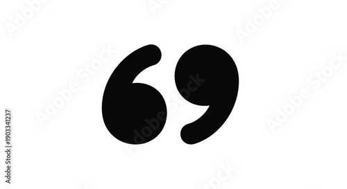 A black quotation mark symbol is displayed on a white background.