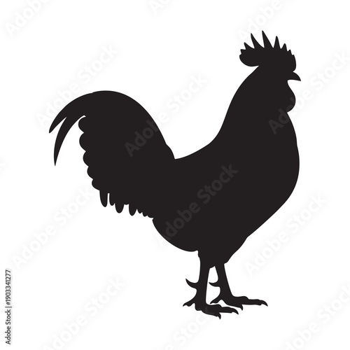 silhouette of a rooster against a white background