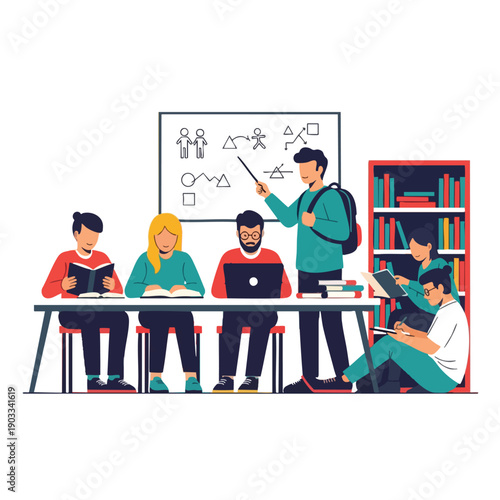 Group Study Session with Whiteboard Presentation