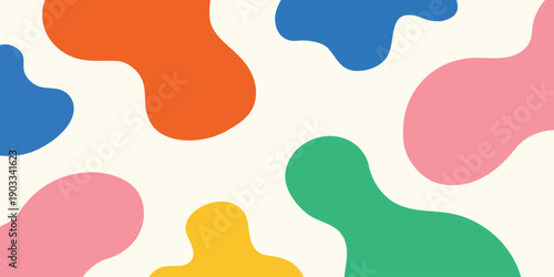 Colorful abstract shapes on cream background