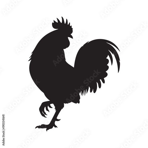 silhouette of a rooster against a white background