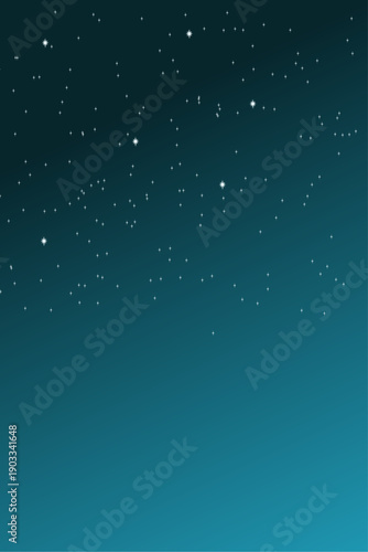 Teal night sky with glowing stars background vertical.