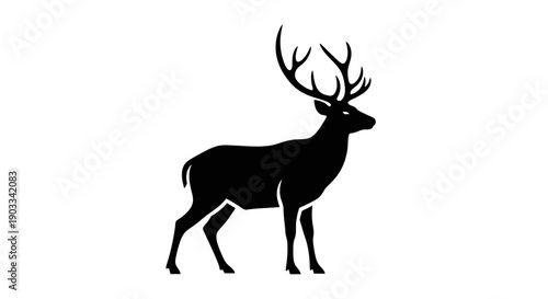 Black antelope silhouette illustration on a white background
