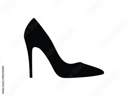 Stylish black silhouette of a classic high heel pump shoe, perfect for fashion themes.