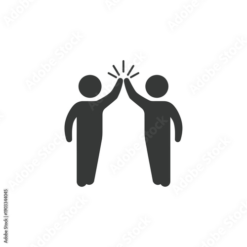 Two stylized figures give each other a high five, symbolizing success and teamwork.