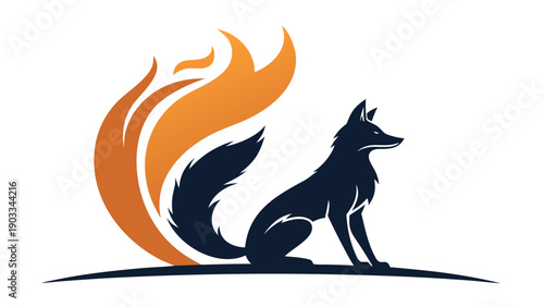 Stunning wolf with fiery tail symbolizing passion and energy