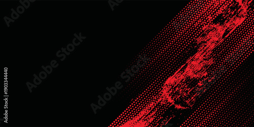 Black and red abstract grunge background with halftone style modern sport grunge