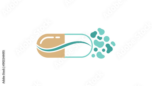 Open capsule with dissolving contents, symbolizing medication release or supplement effect.