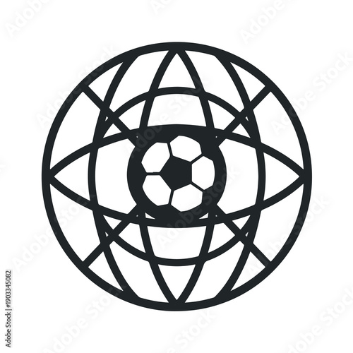 Modern soccer globe icon for sports branding and design