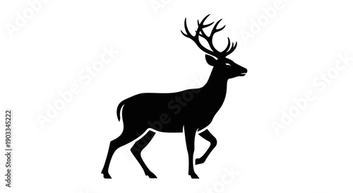 Black stag silhouette illustration isolated on white background showcasing majestic wildlife in a simple graphic design