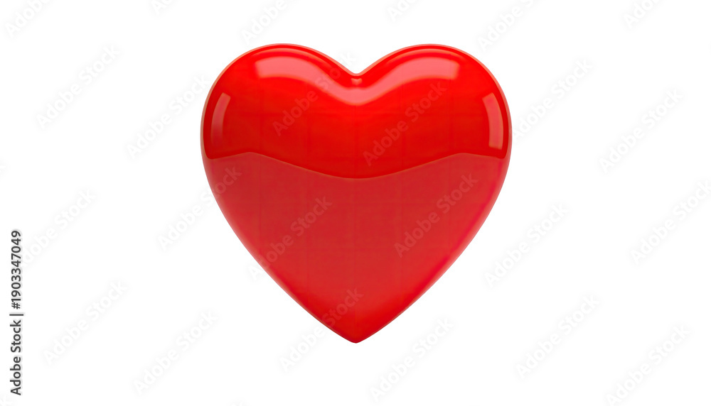 Fototapeta premium A glossy, vibrant red heart shape floating against a stark, black background