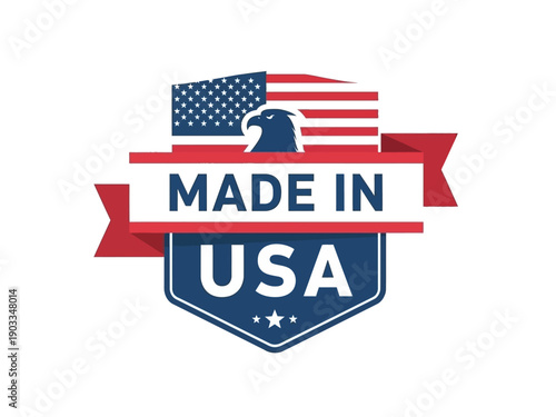 Badge symbolizing American pride and nationality with patriotic emblems and stars