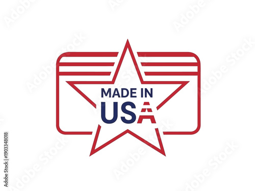 Star emblem with Made in USA text, symbolizing national pride and product origin, in a simple graphic illustration style