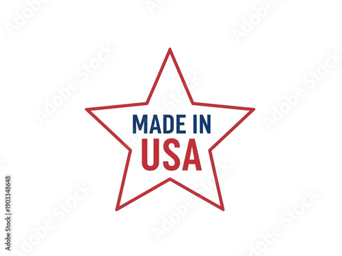 A red outlined star with 'Made in USA' text inside on a plain background from a front viewpoint