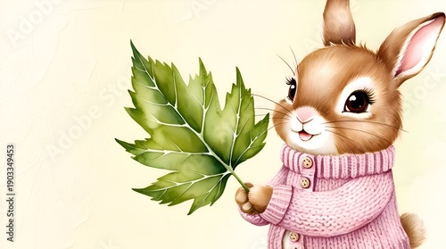 Delicate Watercolor Illustration Featuring a Cute Character