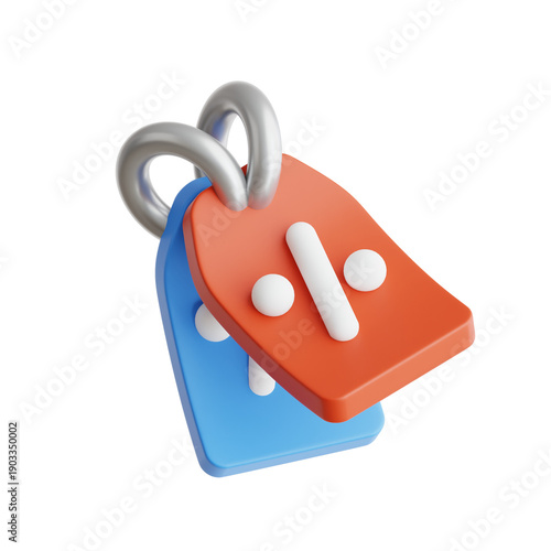 3D Discount Tag Icon for Sale and Promotion E-commerce Marketing