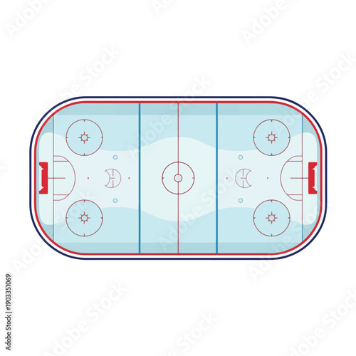 Professional ice hockey rink diagram with red and blue markings