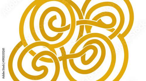 Abstract golden interlocking circular knot logo for branding and identity, decorative geometric pattern