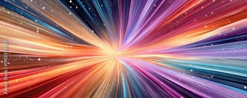 Colorful burst of light radiating from the center for a vibrant abstract background