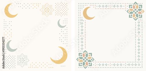 Ramadan frames with religious style. Vektor, icon, set icon, minimalist, flat