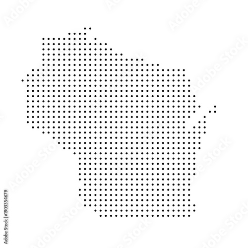 Wisconsin, state of United States, USA. Black dot silhouette map for infographic, graphs, business reports or technology design. Vector illustration on white background