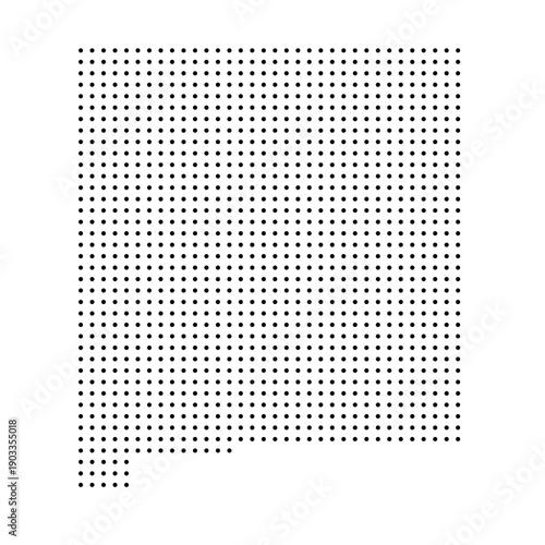 New Mexico, state of United States, USA. Black dot silhouette map for infographic, graphs, business reports or technology design. Vector illustration on white background