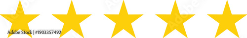 review golden five star rating icon for quality. reward stars Customer satisfaction rating symbol