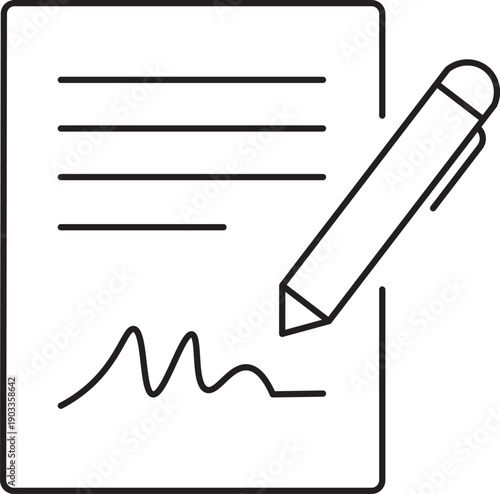 Minimalist Contract Agreement Line Icon with Editable Stroke