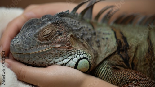 Iguana Resting in Hands