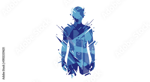 blue robotic man illustration