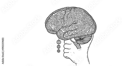 brainstorming concept with human brain and pencil