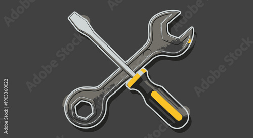 crossed wrench and screwdriver tools