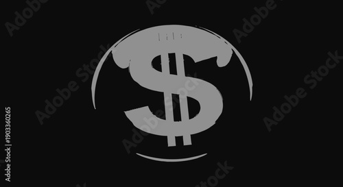 dollar sign isolated on black background