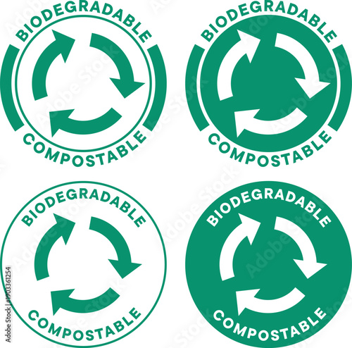 Eco friendly recycling labels with green designs for waste reduction and sustainability