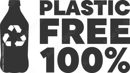 Label promotes plastic free message and showcases a recycled bottle icon