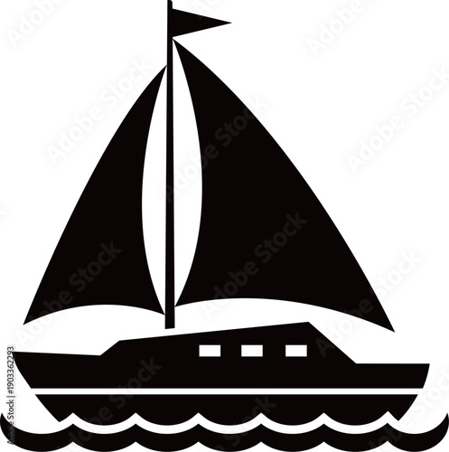 Sailboat Icon Black Silhouette