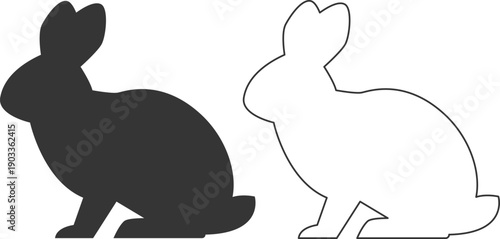Rabbit silhouettes in black and white for cruelty free design use in various projects