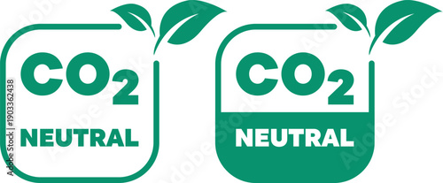 Two eco labels showing commitment to sustainability and CO2 neutrality with clear design