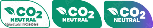 Neutral eco labels with leaf icons for sustainability and carbon offset awareness in design