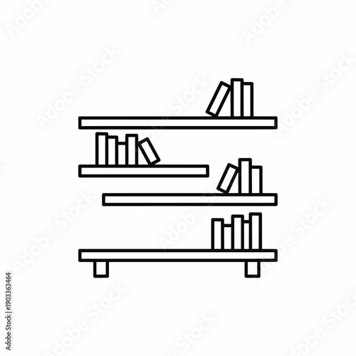 Simple Line Art Bookshelf With Books