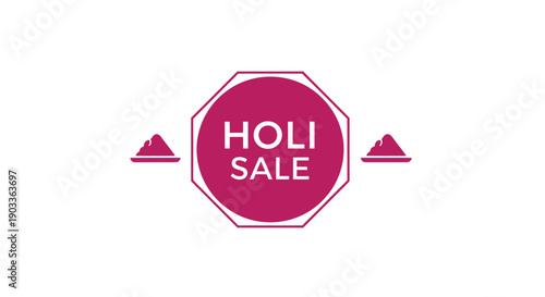 Holi sale logo with pink and white colors and geometric shapes for marketing and discount promotions