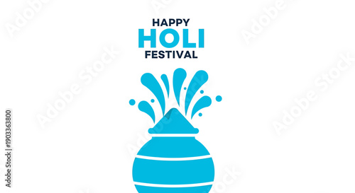 Holi festival celebration with colorful pot and splashing paints illustration on white background vibrant holi colors happy holi greeting card design