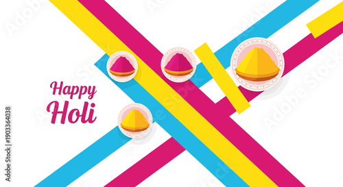 Vibrant holi celebration background with colorful diagonal lines and traditional indian sweets