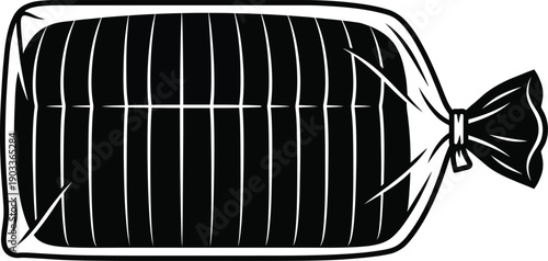 Sliced Bread in Plastic Bag Silhouette Vector Toast Bread 