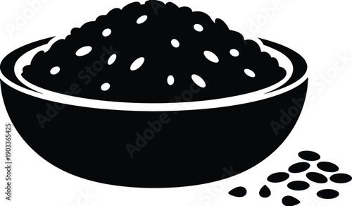 Wheat Grains Bowl Silhouette Vector Barley Cereal Seeds Pile