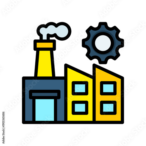 Manufacturer lineal color icon  Vector Illustration 