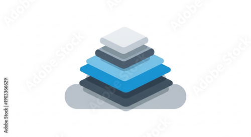 Modern layered pyramid chart in shades of blue and gray for business presentation