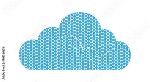 Stunning blue cloud icon with honeycomb pattern for modern technology designs